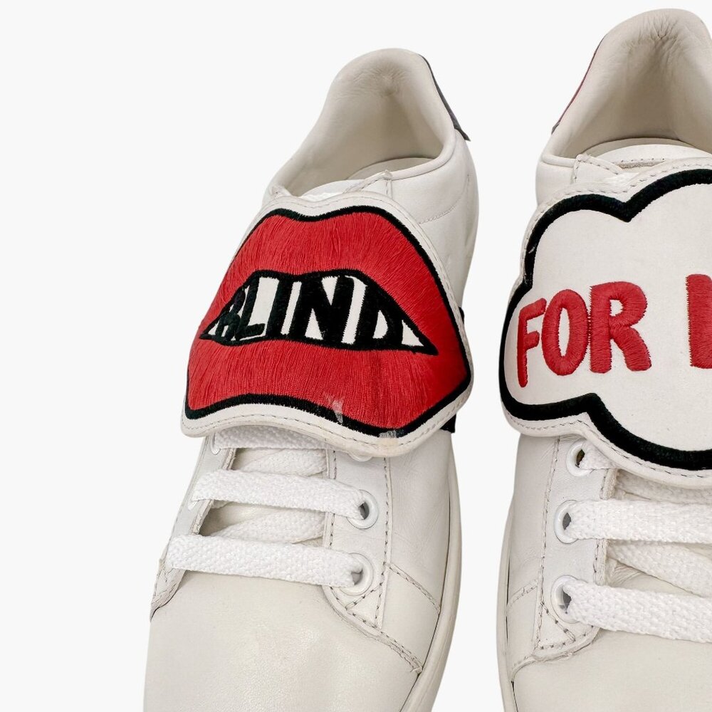 Gucci Blind for Love Ace Sneakers Size 37 US 7 White Removable Patch Low Top - Picture 3 of 16
